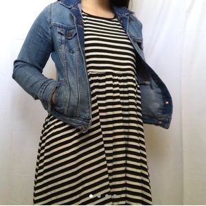 Black and white striped dress